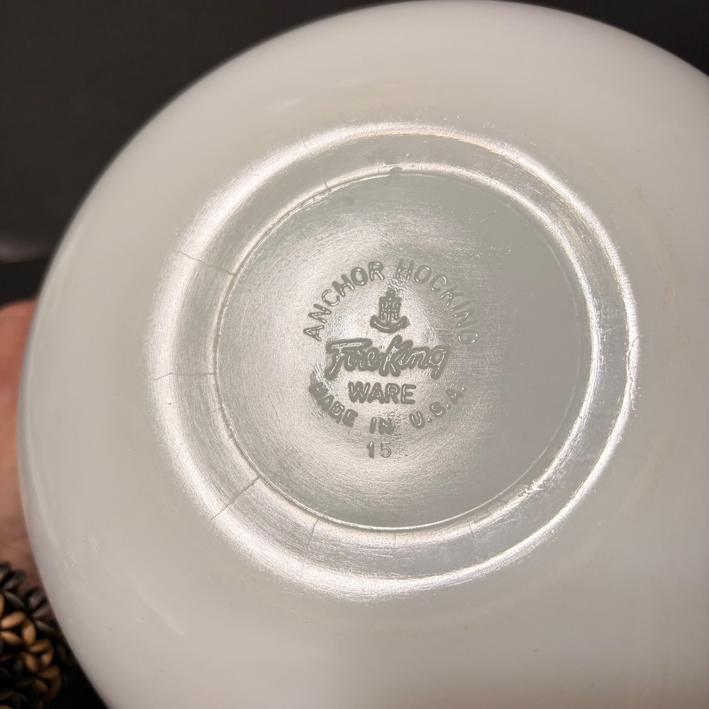Vintage Anchor Hocking Fire King Chanticleer Milk Glass Mixing Bowl 11.75" x 10" - Picture 8 of 16